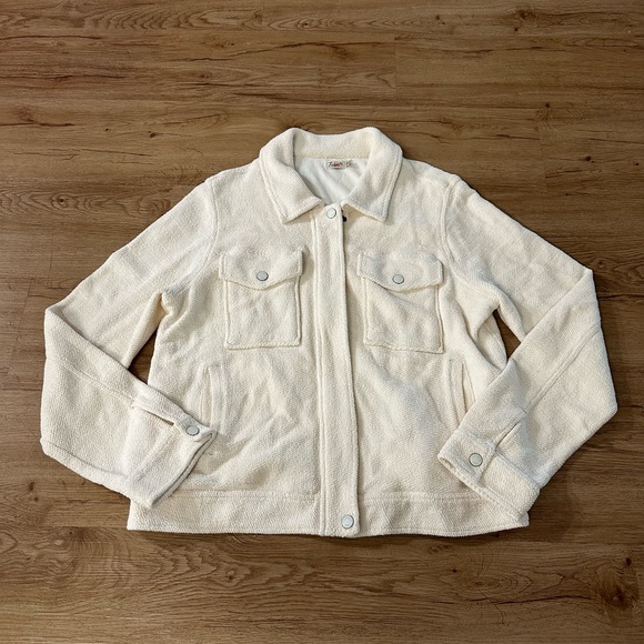 Faherty Brand Jackets & Blazers - Faherty Ivory Sherpa Trucker Jacket Shacket Medium